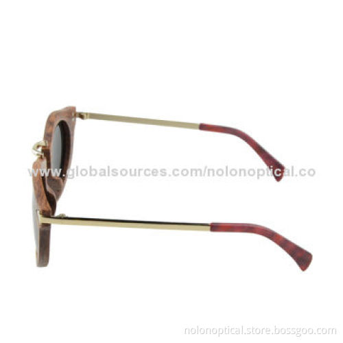 Rosewood sunglasses with metal temple and coating lens, CE/FDA